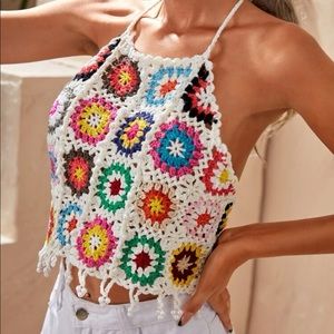 Handmade pearls and crochet halter